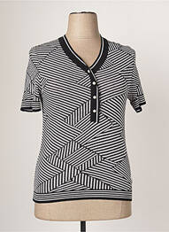 Pull coupe cintrée manches courtes noir SAINT CHARLES femme
