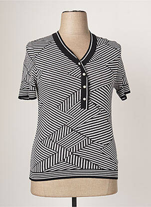 Pull coupe cintrée manches courtes noir SAINT CHARLES femme