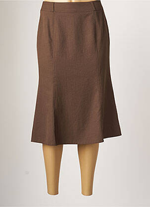 Jupe mi-longue doublure textile marron CHRISTIAN MARRY femme