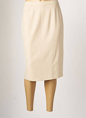 Jupe mi-longue taille normale beige SYM femme