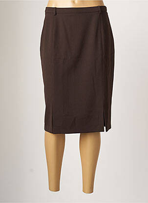 Jupe mi-longue doublure textile marron CHRISTIAN MARRY femme