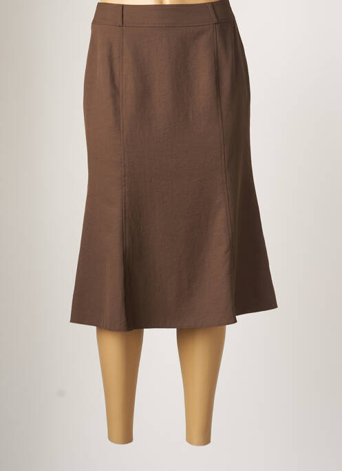 Jupe mi-longue doublure textile marron CHRISTIAN MARRY femme
