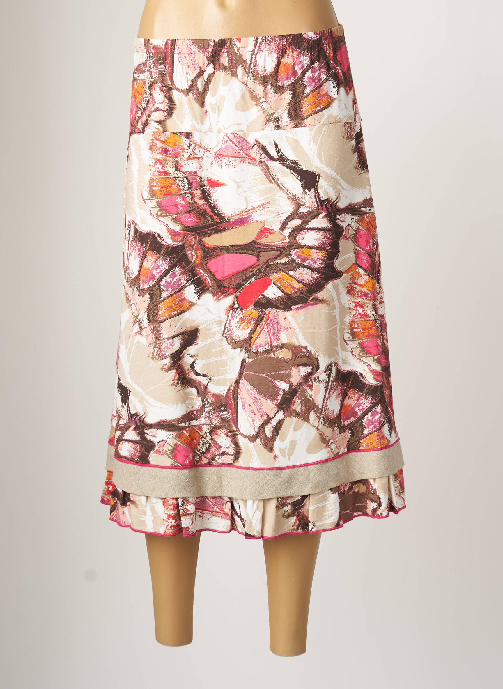 Jupe mi-longue taille haute beige RODAM femme