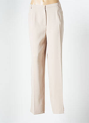 Pantalon droit fermeture zippée sous rabat boutonné taille normale beige LEWINGER femme