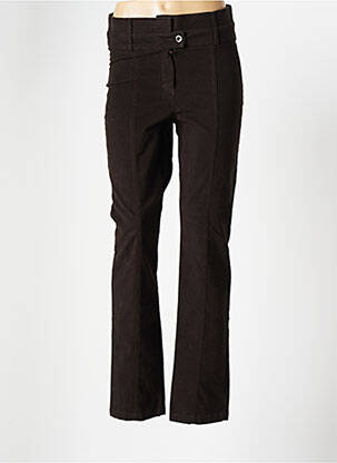 Pantalon droit fermeture zippée sous rabat boutonné taille normale marron BLEU DE SYM femme