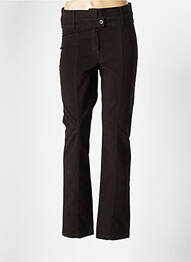 Pantalon droit fermeture zippée sous rabat boutonné taille normale marron BLEU DE SYM femme
