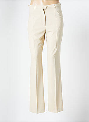 Pantalon droit fermeture zippée sous rabat boutonné taille normale beige SYM femme