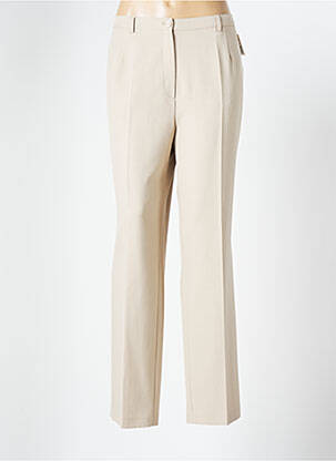 Pantalon droit fermeture zippée sous rabat boutonné taille normale beige FASHION COLLECTION femme
