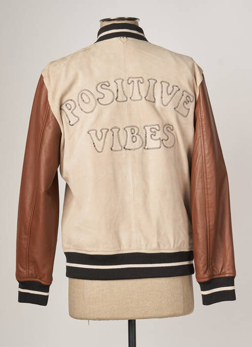 Veste en cuir beige ROSE GARDEN pour femme