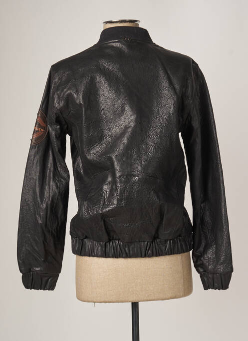 Veste en cuir noir ROSE GARDEN pour femme