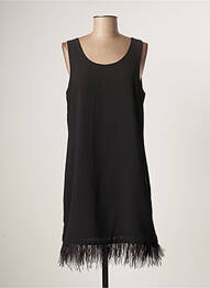 Robe mi-longue tissage crêpe sans manche noir NÜ femme