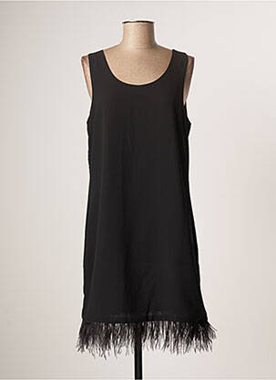 Robe mi-longue tissage crêpe sans manche noir NÜ femme