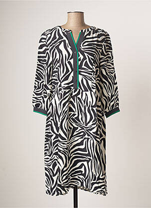 Robe mi-longue tissage crêpe manches longues noir CECIL femme