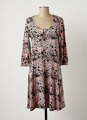 Robe mi-longue manches 3/4 manches 3/4 rose LES FILLES DE NEAUX femme
