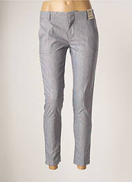 Pantalon chino fermeture zippée sous rabat avec crochet taille normale bleu REIKO femme