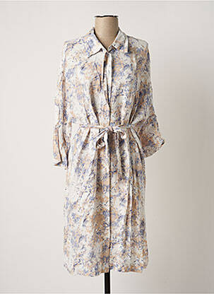 Robe mi-longue coupe fluide manches longues bleu LAURE + MAX femme
