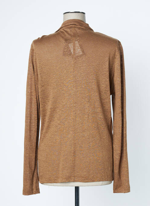 Gilet manches longues marron LAUREN VIDAL pour femme