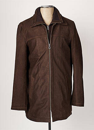 Veste en cuir coupe droite marron DAYTONA homme