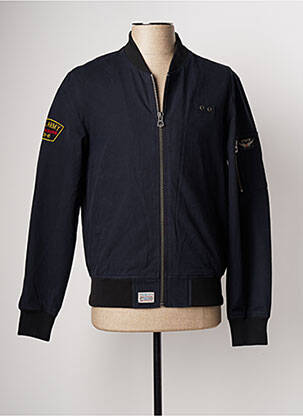 Blouson finition bords-côtes bleu DAYTONA homme