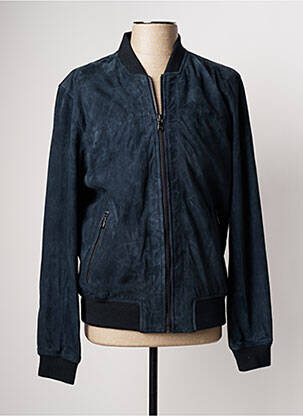 Veste en cuir poches bleu DAYTONA homme