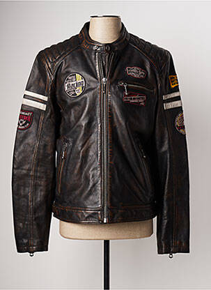 Veste en cuir noir DAYTONA pour homme