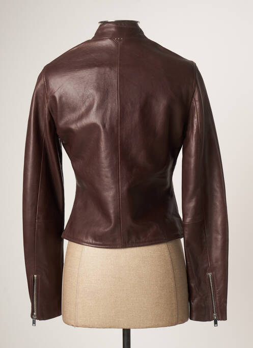 Veste en cuir marron ROSE GARDEN pour femme