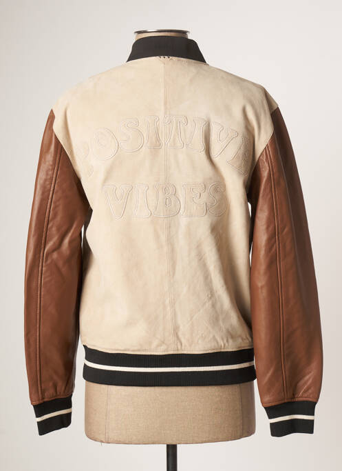 Veste en cuir beige ROSE GARDEN pour femme