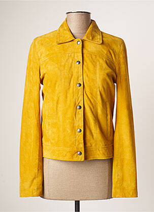 Veste en cuir jaune ROSE GARDEN pour femme