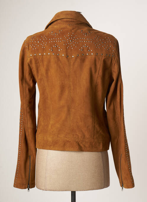 Veste en cuir beige ROSE GARDEN pour femme