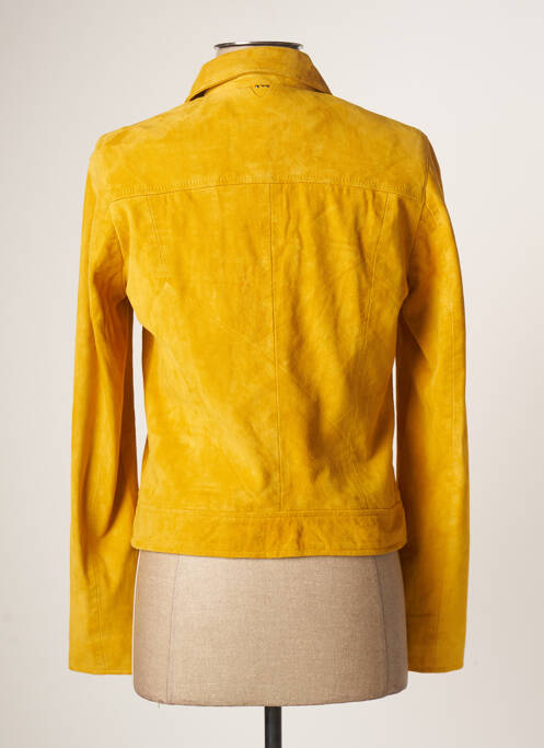 Veste en cuir jaune ROSE GARDEN pour femme