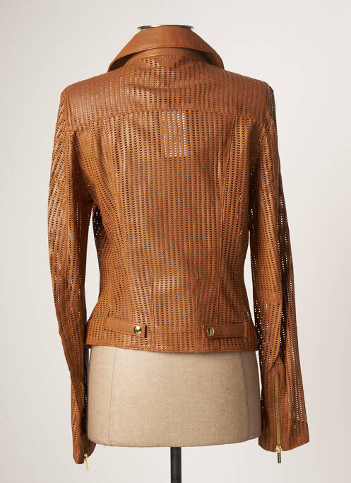 Veste en cuir marron ROSE GARDEN pour femme