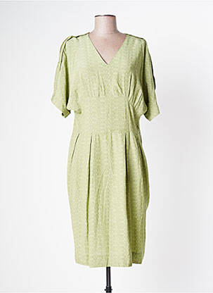 Robe mi-longue imprimé fantaisie manches courtes vert NOA NOA femme