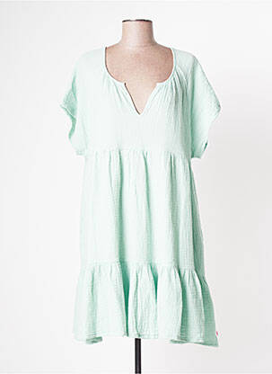 Robe mi-longue coupe évasée manches courtes vert BLUTSGESCHWISTER femme