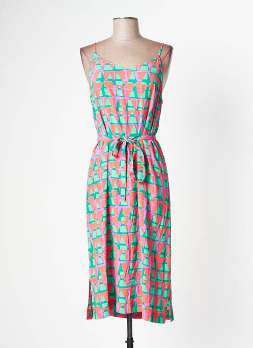 Robe mi-longue coupe fluide fines bretelles vert ZILCH femme