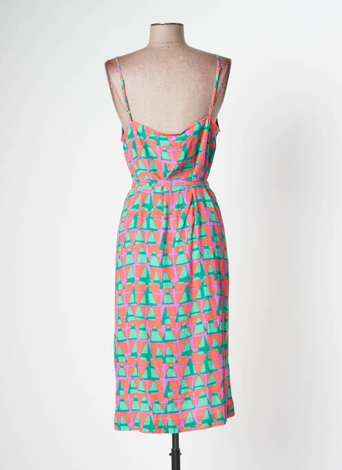 Robe mi-longue coupe fluide fines bretelles vert ZILCH femme