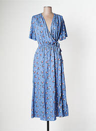Robe mi-longue imprimé fleurs manches courtes bleu BLUTSGESCHWISTER femme