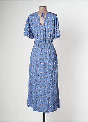 Robe mi-longue imprimé fleurs manches courtes bleu BLUTSGESCHWISTER femme