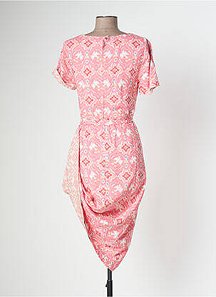 Robe mi-longue imprimé fantaisie manches courtes rose WHITE STUFF femme