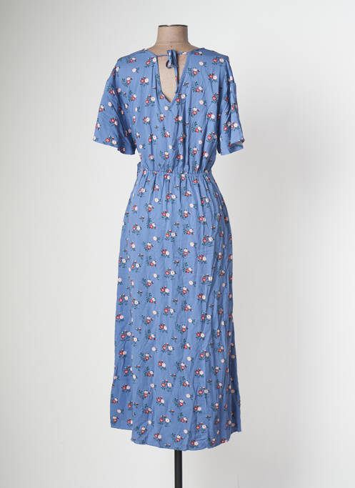 Robe mi-longue coupe évasée manches courtes bleu BLUTSGESCHWISTER femme
