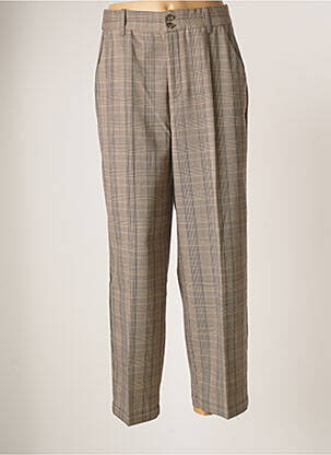 Pantalon chino fermeture zippée sous rabat boutonné taille normale beige KAFFE femme