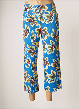 Pantalon 7/8 tissage popeline taille normale bleu ZILCH femme