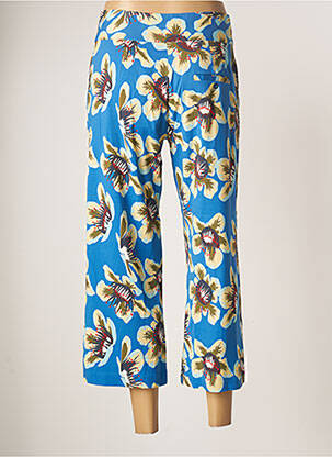 Pantalon 7/8 tissage popeline taille normale bleu ZILCH femme