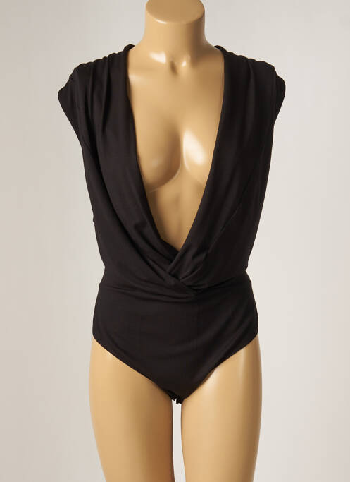 Body stretch manches courtes noir QUÉ femme