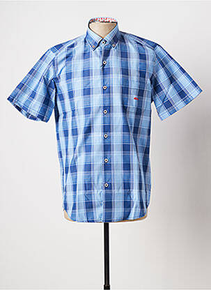 Chemise manches courtes imprimé carreaux bleu DARIO BELTRAN homme