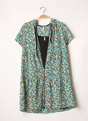 Robe courte coupe évasée manches courtes vert I.CODE (By IKKS) femme
