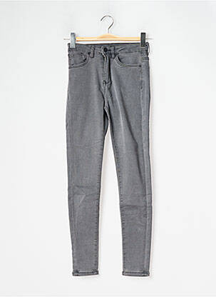 Jeans coupe slim broderie rivets taille haute gris MOLLY BRACKEN femme