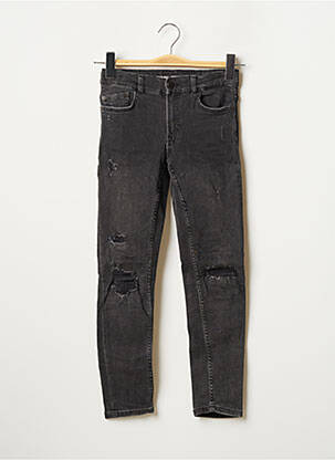 Jeans coupe slim skinny taille ajustable gris SANS MARQUE fille