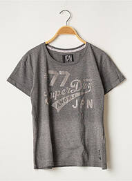 T-shirt coupe droite manches courtes gris SUPERDRY femme