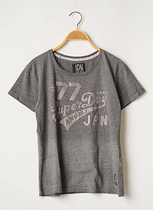 T-shirt coupe droite manches courtes gris SUPERDRY femme