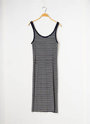 Robe mi-longue col rond fines bretelles bleu MANGO femme